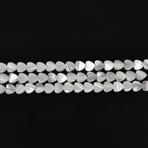 Image of HAAMIIQII Natural White Mother of Pearl Shell Beads 8mm Heart Shape Semi Precious Stone Loose Gemstone Beads for Jewelry Making Strand 15 Inch (48-50pcs)
