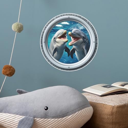 Vinilo Decorativo Achang Delfines 3D Para Pared miniatura 3