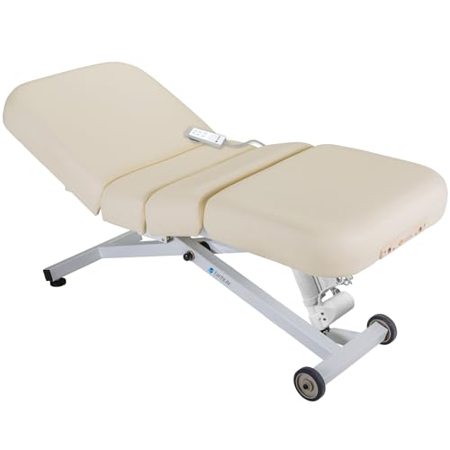 Image of EarthLite Ellora Electric Lift Salon Massage Table, Electric Tilt, Made in USA, 30 inch x 73 inch, Vanilla Creme