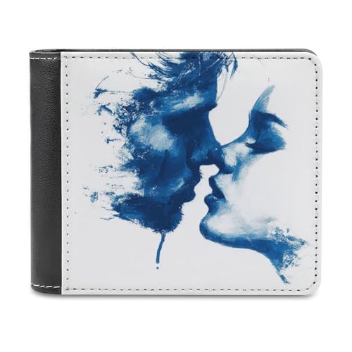 Woman And Man Kissing Soft PU Leather Bifold Wallet, Coin Purse Credit Pass Case, Durable Card-Holder Slim Billfold for Men Woman Money Storage - Main Image