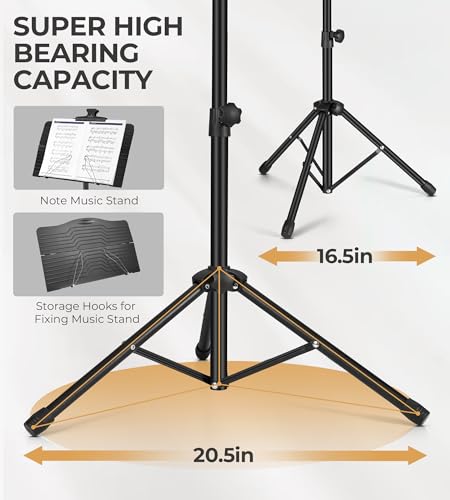 Image of Lightwish - Black Metal Sheet Portable Adjustable Music Stand Music Holder Folding Foldable