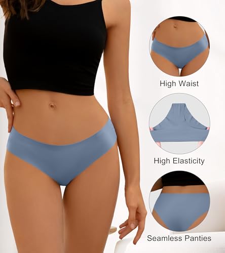 Image of DEANGELMON Seamless Underwear for Women No Show Bikini Panties Comfortable Stretch Invisible Ladies Hipster Briefs