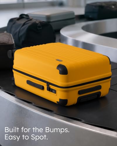 Image of Coolife Luggage, Lightweight and Durable Hardshell, 24 in, Yellow