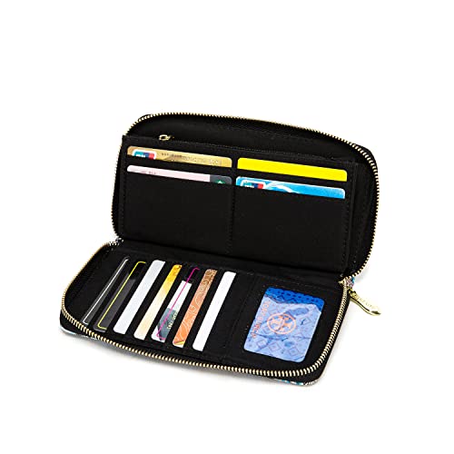 Loveshe Women Wallet Rfid Blocking Purse Credit Card Clutch Zip Around Phone Clutch Large Travel Purse Wristlet Bohemian (Wavepattern) #TOP5