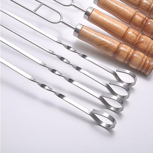 Brochetas para barbacoa de acero con mango de madera para tus parrilladas de carne 8
