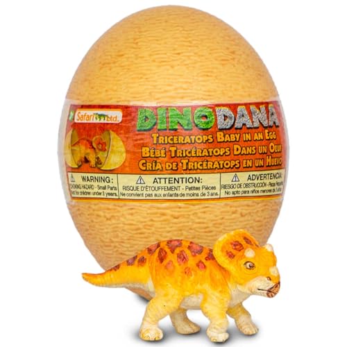 Triceratops Bebé con Huevo Dinosaurio 8.9cm | Usa la aplicación Dino Dana con RA | Figura de Dinosaurio | Juguetes para Niños | No tóxico y Libre de BPA | Apto para Niños de 3+ | Safari Ltd