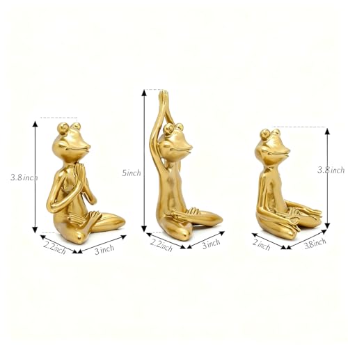Estatuas Yoga Rana Dorada, Set 3 Piezas, 3.8-5" miniatura 2