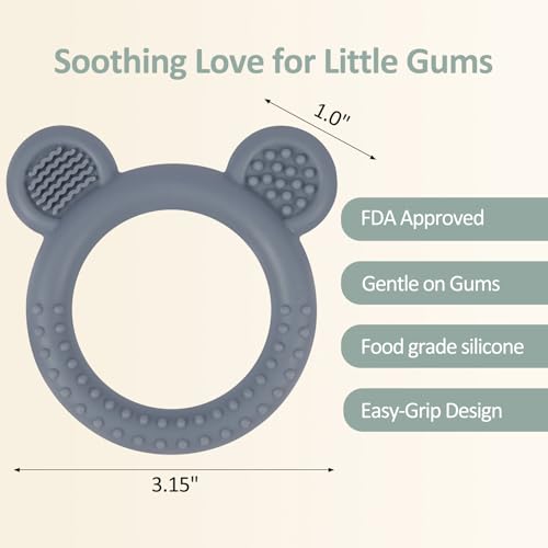Image of Eascrozn Baby Teething Toys Over 3 Months, 3 Pack Bear Silicone Teething Rings for Babies, Sensory Chew Toys for Teething Relief, BPA Free Infant Toys Boys Girls Gifts Baby Essentials