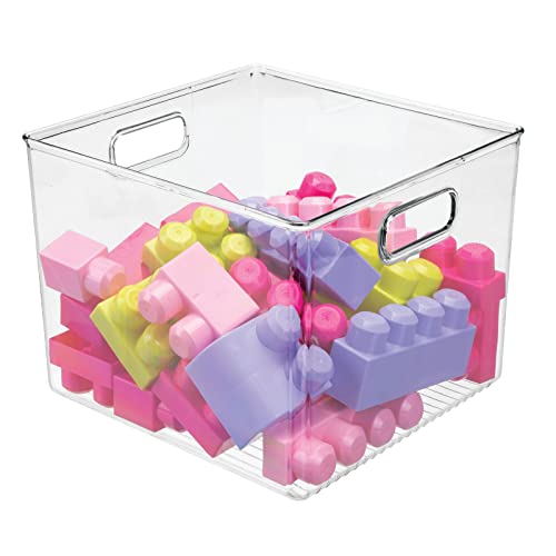 mDesign Plastic Deep Home Storage Organizer Basket Bin with Handles for Cube Furniture Shelving in Office, Closet, Bedroom, Laundry Room, Nursery, Kids Toy Room Shelf, 2 Pack, Clear - Image 6
