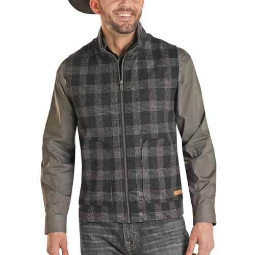 Navy Plaid Wool Vest