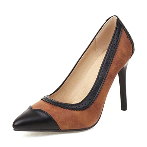 CoceMoce Sexy High Heels Shoes for Women Pointed Toe Slip-On Pumps Wing Tip Stiletto Dress Shoes Synthetic Leather Evening Party Work Office Prom