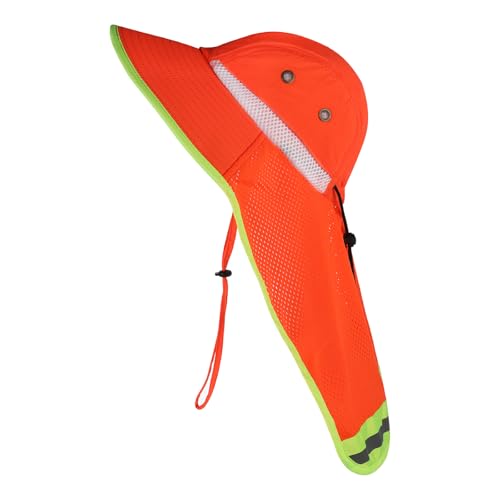 Image of Unisex High Visibility Reflective Bucket Hat Mesh Wide Brim Work Safety Boonie Hat Sun Protection Packable Sun Cap Bucket Cap