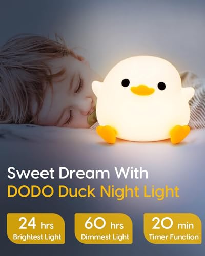 Image of KRESHU Soft Silicone Color Changing Dodo Duck Night Light | Rechargeable Kids Night Lamp | Heavy Quality 800mAh Battery | LED Touch Lamp with Timer for Home /Bedroom /Office (Pack of 1)