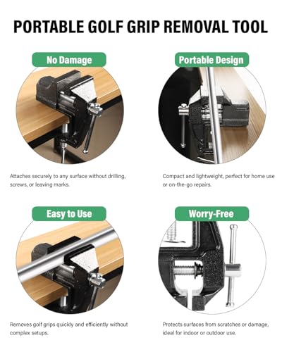 Onnelisus Portable Golf Grip Kit,Golf Regripping Kit with Anti-Slip Vise Clamp, Retractable Hook Knife,13pcs Double-Sided Grip Tapes, Golf Club Regripping Kit for Home&Travel (Solvent Not Included)