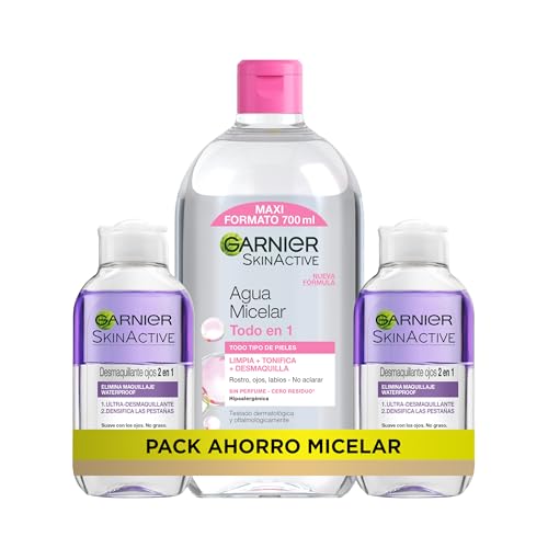 Kit GARNIER Skin Active 2x Desmaquillante 2 en 1 125 ml + Micelar Clásica 700 ml