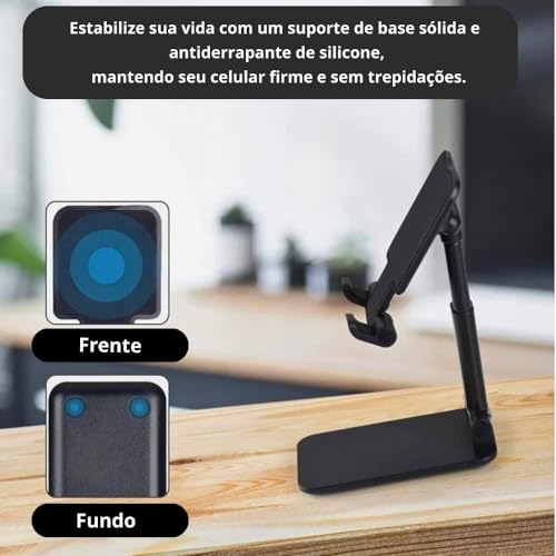 Suporte Telescópico Multifuncional de Mesa para Telefone Celular Tablet Premium (Rosa)