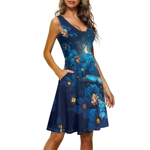 Image of TOADDITDO Womens Summer Sleeveless Tank Dress with 2 Side Pockets XS-4XL Plus Size