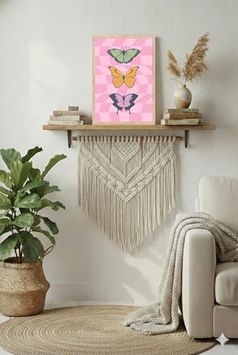 Image of BLINKART Butterflies Aesthetic Modern Art Walls With Frame | Natural Wood Texture | Living Room Bedroom Office Wall Decoration | Poster Home Decor Frames Wall Bedroom | 12x8 Inches (D572)