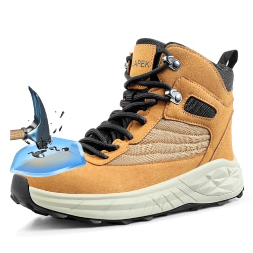 Image of Blapek Steel Toe Boots for Men Puncture Resistant Work Shoes Slip Resistant Leather Safety Sneakers Lightweight Breathable Comfortable Industrial Footwear