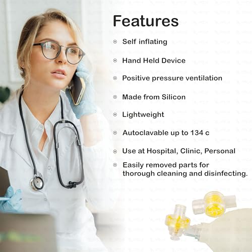 Image of OTICA Silicone Ambu Bag Kit with Mask & Oxygen Tube | Autoclavable Manual Resuscitator Bag Valve Mask (BVM) | Latex-Free Emergency CPR Ventilation Kit for Neonatal & Pediatric Care - Infant (250 ml)