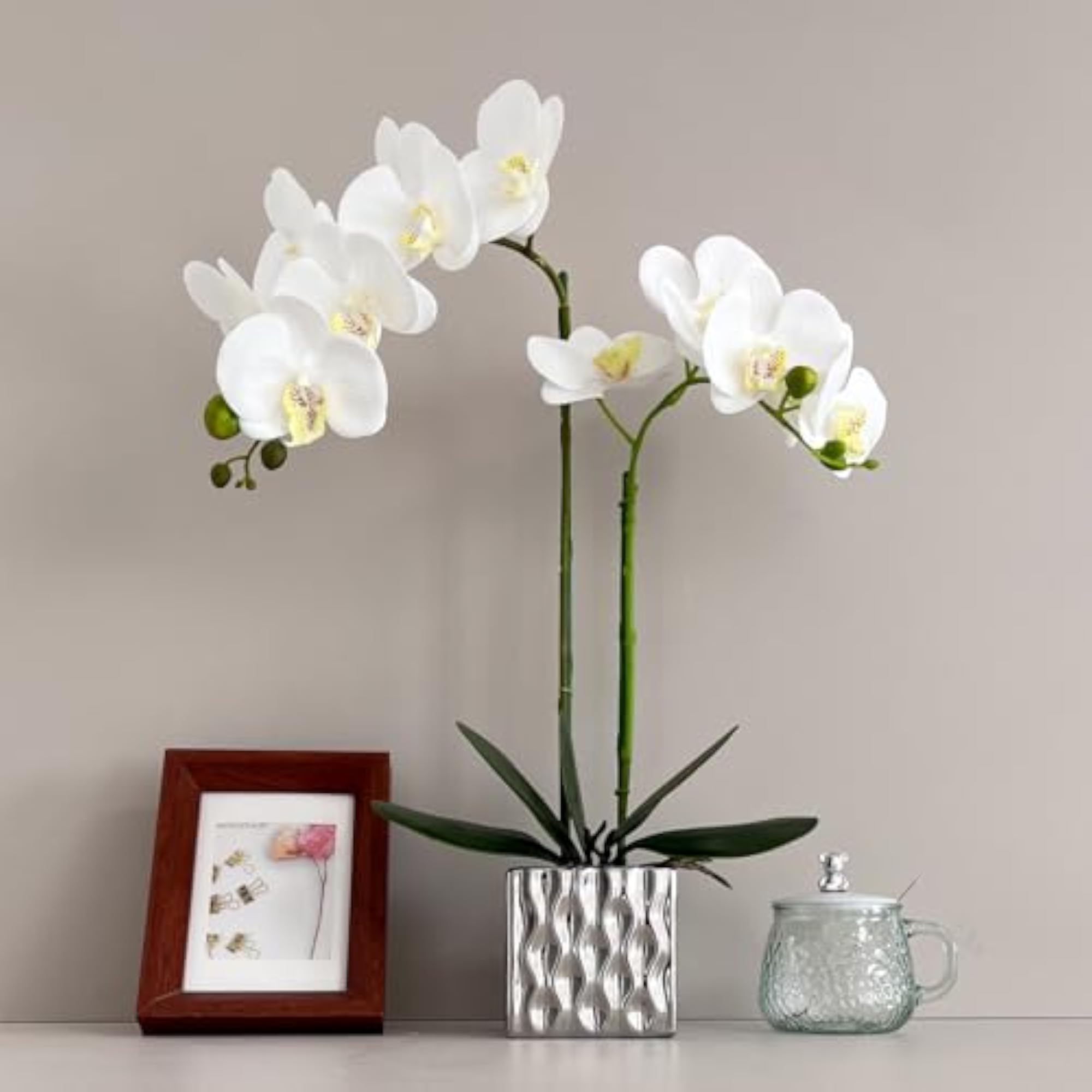 Artificial Orchids Silver Vases Orchids Artificial Flowers