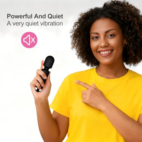 Image of Personal Mini Quiet Massager 20 Vibration Wand Modes 8 Intensity, Portable Handheld Massage for Neck Shoulder Back, Deep Tissue Relief, Cordless & Travel-Friendly (Black)