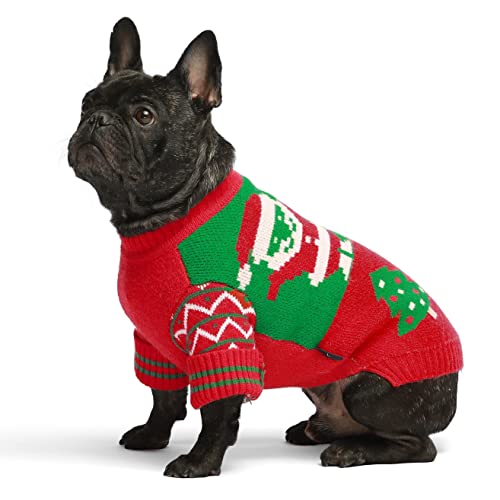 Fitwarm Christmas Dog Sweater, Dog Winter Clothes for Small Dogs Boy Girl, Pet Knitted Coat, Red, Green, Medium