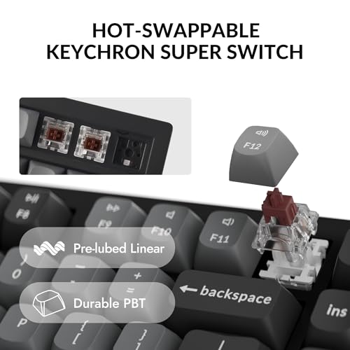 Image of Keychron K10 Max Wireless Custom Mechanical Keyboard, QMK 2.4 GHz Bluetooth Full-Size with Hot-swappable Keychron Super Brown Switch Compatible with Mac Windows Linux (RGB Backlit)