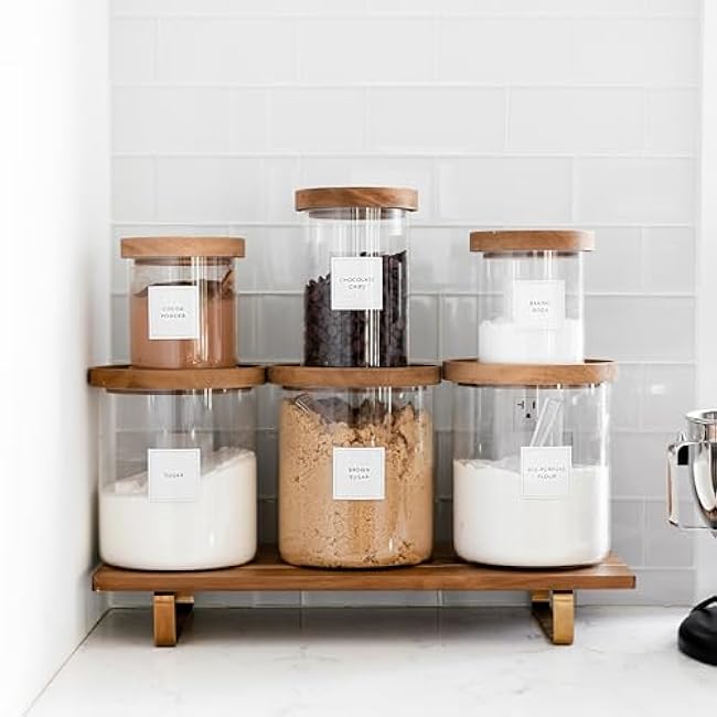 Pantry Labels for Food Containers, 156 Preprinted Kitchen Labels for Storage Bins and Glass Jars, Waterproof Removable Organizing Stickers for Food and Pantry Essentials