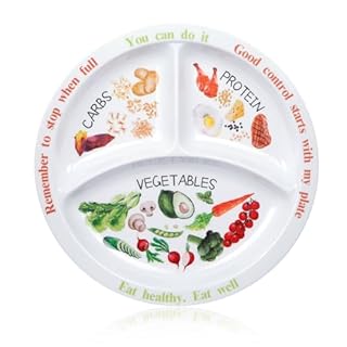 Yuecda Portion Control Plate for Balanced Eating -Healthy Nutrition Plate for Adults and Teens - Melamine Dividers, Perfect for Balanced Eating and Diet Management (1 Pieces)