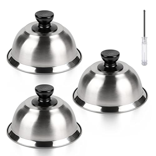 CPROSP 3X Campanas para Hamburguesas de Acero Inoxidable 16 * 9 cm, Tapa para Hamburguesas con 1 Mini Destornillador