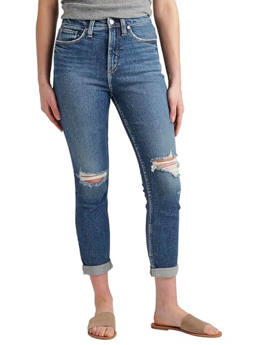 Silver Jeans Co. Women's 90s Boyfriend High Rise Slim Leg Jeans-Legacy