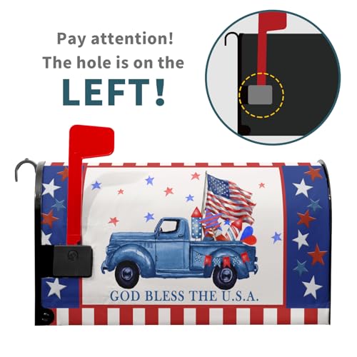 Image of American Flag 4Th of July Mailbox Covers Magnetic Standard Size 18 inchX21 inch God Bless The USA Magnetic Waterproof Mailbox Wraps Post Letter Box Cover for Home Garden Yard Outside