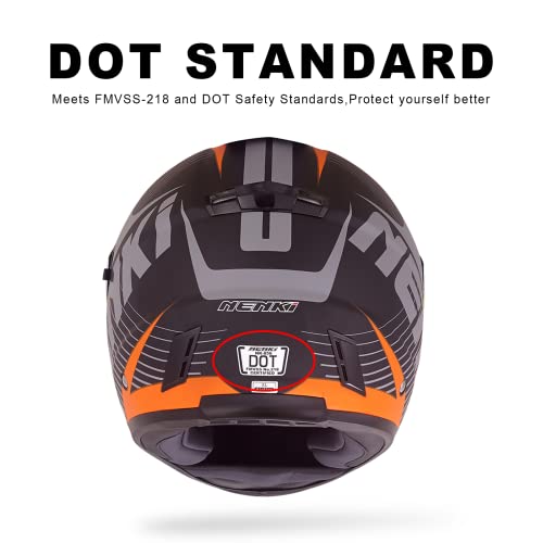 Nenki Full Face Motorcycle Helmets For Men Women, Adults Street Bike Helmets Dot Approved With Inner Sun Shield And Clear Visor, Fiberglass Shell Helmet (Matte Black Orange, Large) #TOP4