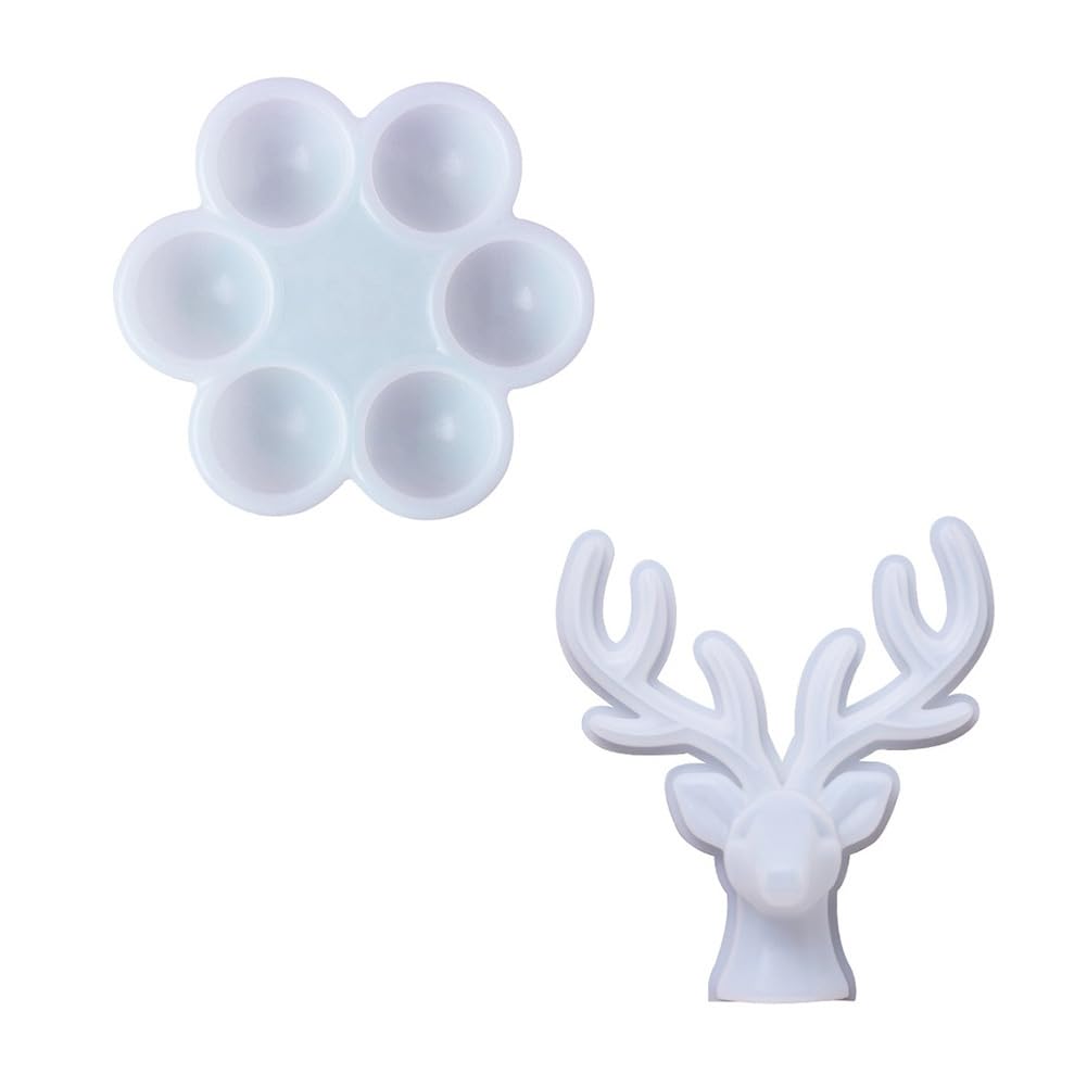 CTRLZS Deer Handicraft Resin Mold Kit Box with 6 Bowls. DIY Resin Casting for Candlestick Candy Cosmetic Jewelry Container
