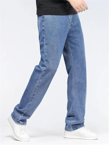 Men's Baggy Jeans Classic Straight Denim Pants Solid Color Wide Leg Loose Fit Fashion Trousers2