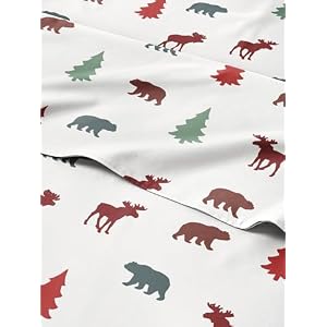 Full Christmas Winter Animals Sheet Set - Holiday Xmas Pattern Bedding Set - Deep Pockets - Snug Fit - 4 Piece - Wrinkle Free - Cooling Comfy Festive Winter Holiday Sheets for Women, Men, Ki