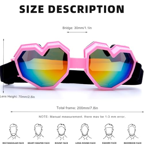 ICARA Heart Shaped Sunglasses Oversize Colorful UV Protection, Love Design Ski Goggles, Fun Fashion Eyewear for Women & Men4