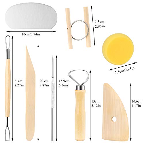 Image of 8 Pieces Pottery Tools, Clay Tools, Cay Sculpting Tool | Pottery Tool Kit for Pottery and Smoothing, Cleaning, Carving, Shaping and Sculpting