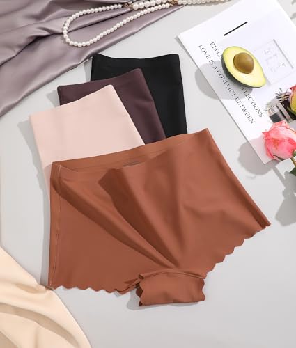 Image of CUTE BYTE Womens Seamless Boy Shorts Underwear Soft Stretch No Show Boxer Shorts Briefs Panties for Ladies 4 Packs