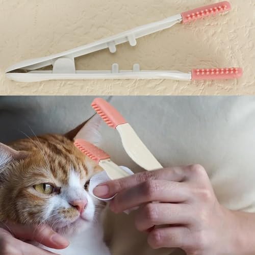 Image of 2 Pack Dog Tear Stain Remover Brush Instead of Wipes Pet Eye Grooming Tools Clip Tweezer with Soft Silicone Tips for Cats Kitty Puppy Chihuahua Eyes Excrement Mucus Discharge Crust Cleaning