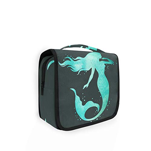 Preisvergleich Produktbild iRoad Kosmetiktasche zum Aufhängen, Aquarell-Kunst, Meerjungfrauen-Kosmetiktasche, großes Fassungsvermögen, faltbar, tragbar, für Damen und Herren