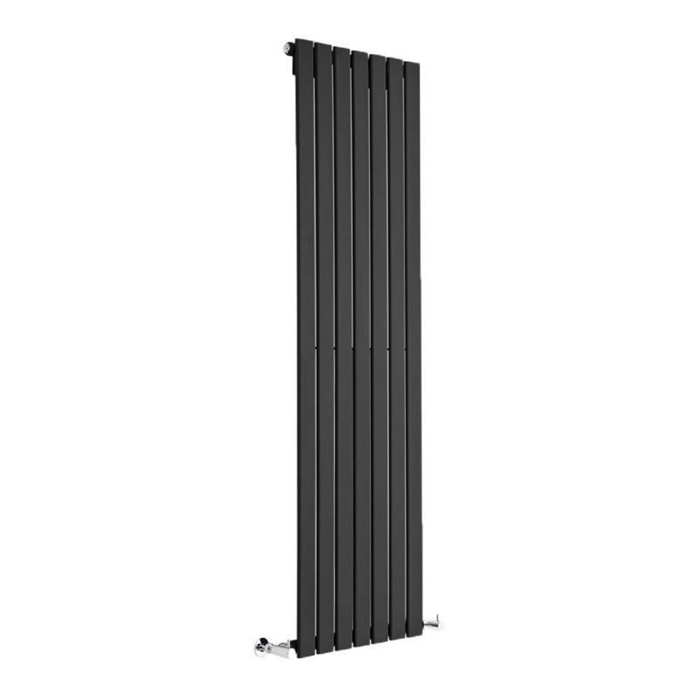 Milano Alpha Black Vertical Single Flat Panel Radiator - 1600mm x 490mm