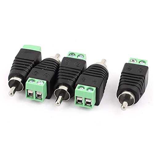 Uxcell a15121500ux0627 Speaker RCA Wire to AV Phono Male RCA Cable Connector Jack Adapter (Pack of 5)