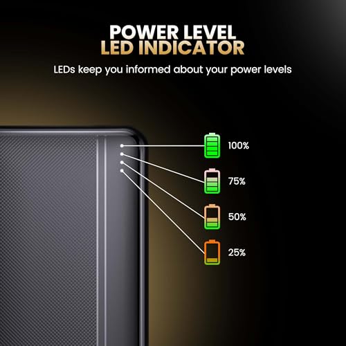 Image of Kratos PowerBank 10000 mAh 22.5W Fast Charging, 3 Output - Dual USB & Type C Output, USB Type C Connector,PD, BIS Certified, Made in India, Power Bank Compatible for Smartphones &Tablets, Black