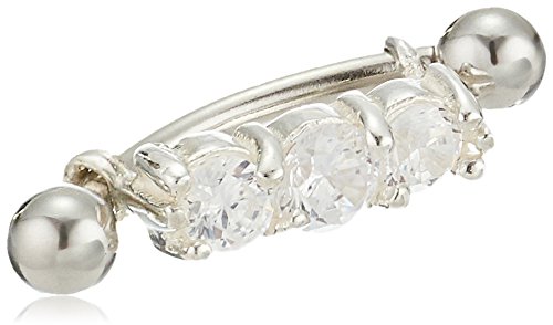 Body Candy Unisex Adult Steel 925 Silver Clear Curved Eyebrow Ring Body Piercing Barbell Created with Swarovski Crystals 16 Gauge 3/8", White, One Size