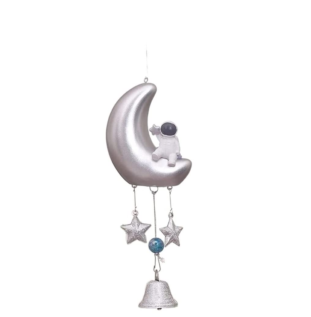 Campanelli A Vento da Giardino Luna Astronauta Campanelli Eolici Articoli for Feste Regalo Giardino Esterno Casa Corridoio Decorazione for Ufficio(Blue,Silver)