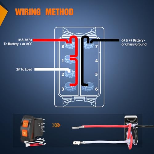 Image of Nilight 6 Pin High Low Beam Headlight Switch for Can-Am Commander Maverick | Plug-and-play fit (OE 710001725) rated at 20A /12VDC with dual LEDs. Includes jumper wires for easy setup