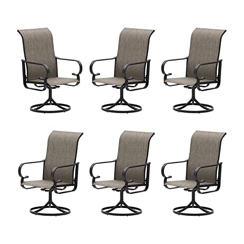 VICLLAX Patio Chairs Set of 6 Metal Swivel Outdoor Dining Chairs with