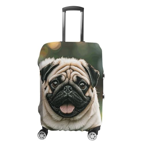 Pug Dogs Luggage Covers Tsa Approved Suitcase Cover Elastic Washable Luggage Sleeve Carry on Cover Protector Anti-Scratch Suitcase Protector Fits 19-30 Inch Case(L)